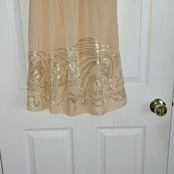 Johnny Martin cream tan sequin dress Sz 5 - Picture 2 of 6
